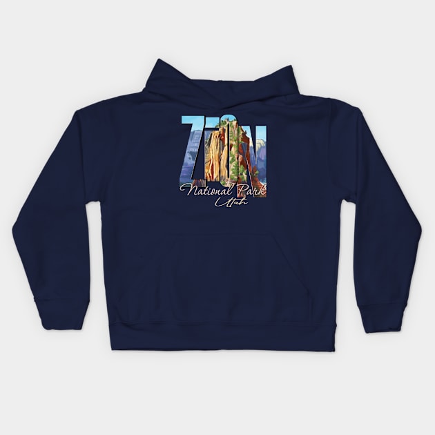 Zion National Park, Utah Kids Hoodie by TeeText